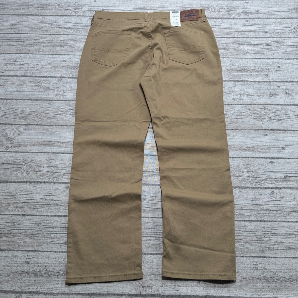 NEW Levi's Signature Gold Pants Men's 34x30 Brown Straight Athletic Fit Stretch
